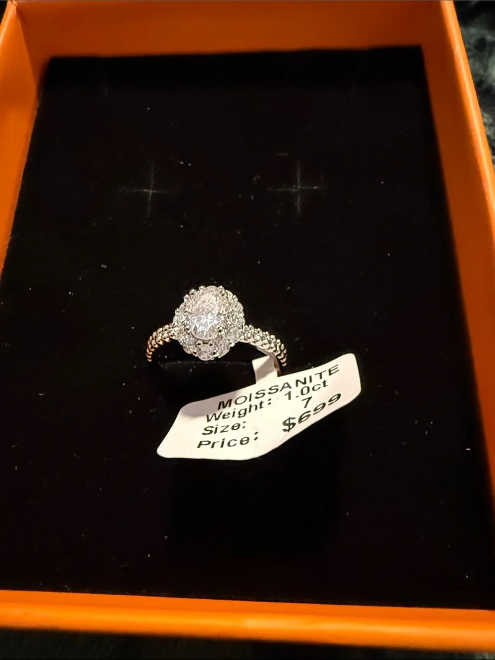 Moissanite Oval Halo Ring 1ct size 7